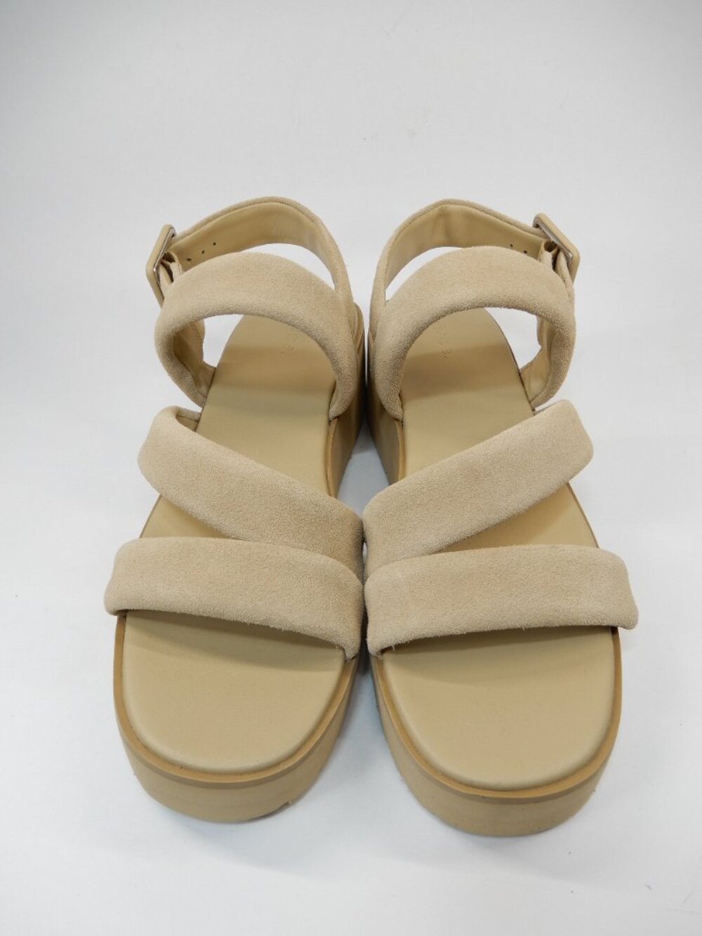 VINCE Skylar Low Wedge Slingback SANDALS Size 8.5 Nude Beige Suede NEW $280 - Picture 8 of 16